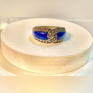 Elegant Vintage Lapis Blue & Genuine 925 Silver Ring